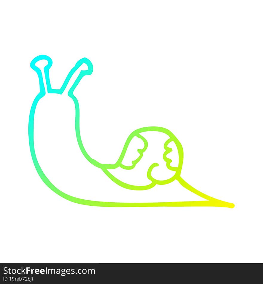 Cold Gradient Line Drawing Cartoon Snail