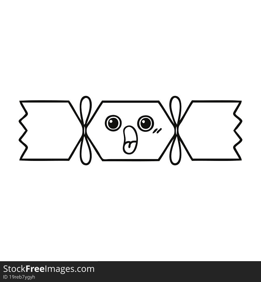 line drawing cartoon of a christmas cracker