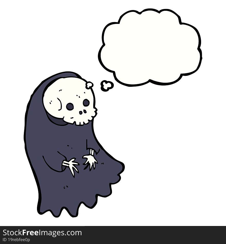 cartoon spooky ghoul with thought bubble