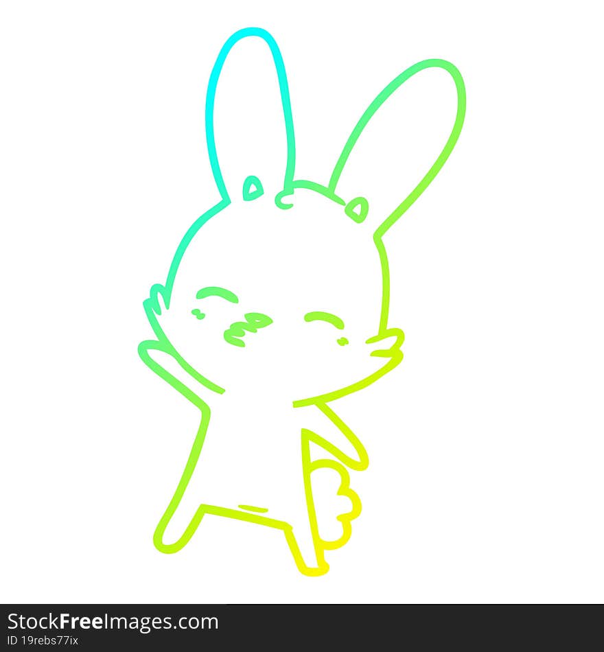 cold gradient line drawing curious bunny cartoon