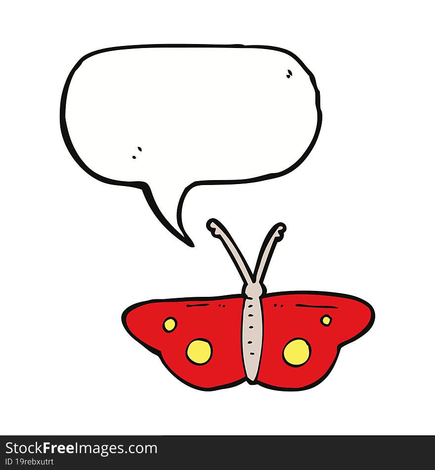 cartoon butterfly symbol with speech bubble