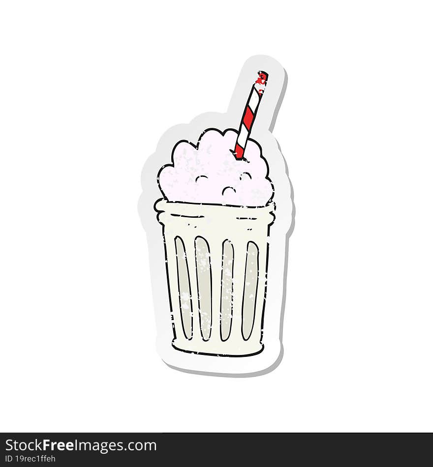 Retro Distressed Sticker Of A Cartoon Milkshake