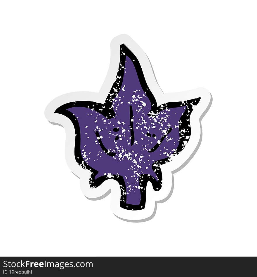 retro distressed sticker of a cartoon leaf symbol