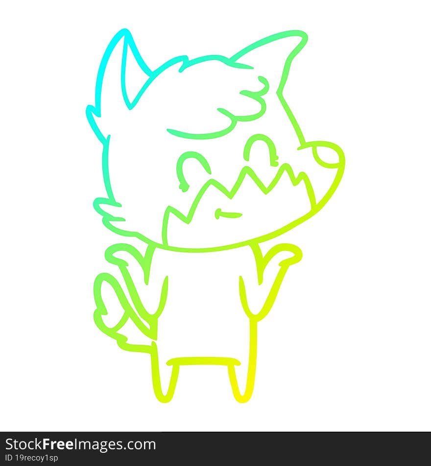 cold gradient line drawing cartoon happy fox