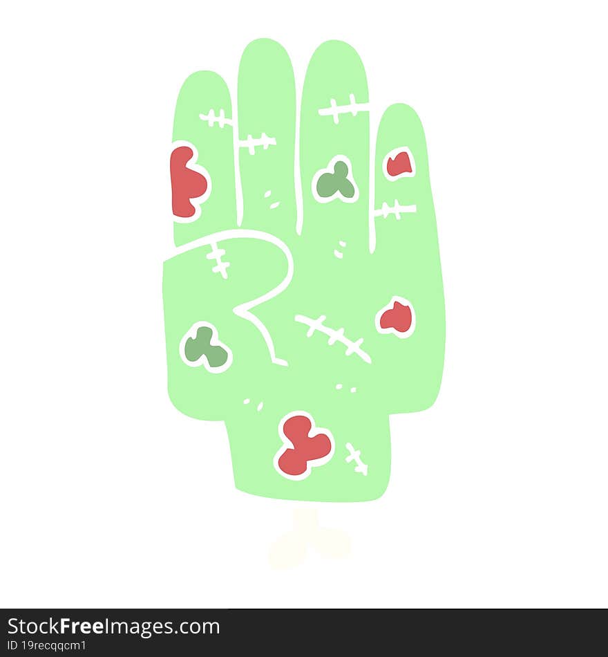 flat color illustration cartoon zombie hand