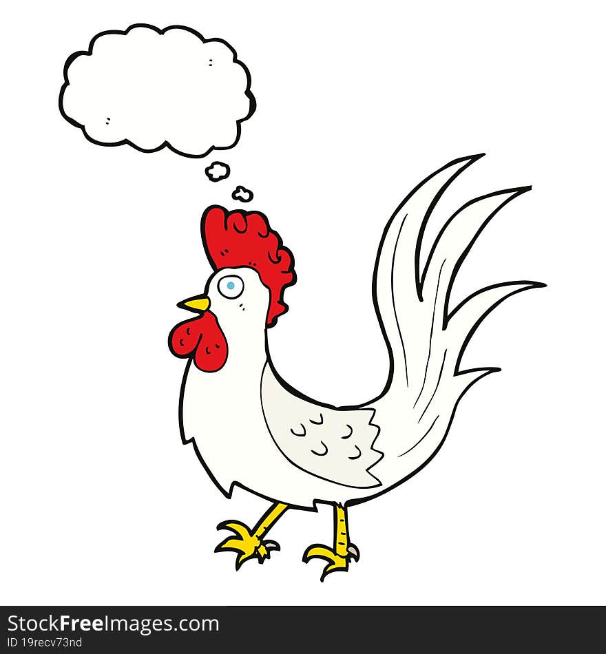 Cartoon Cockerel With Thought Bubble