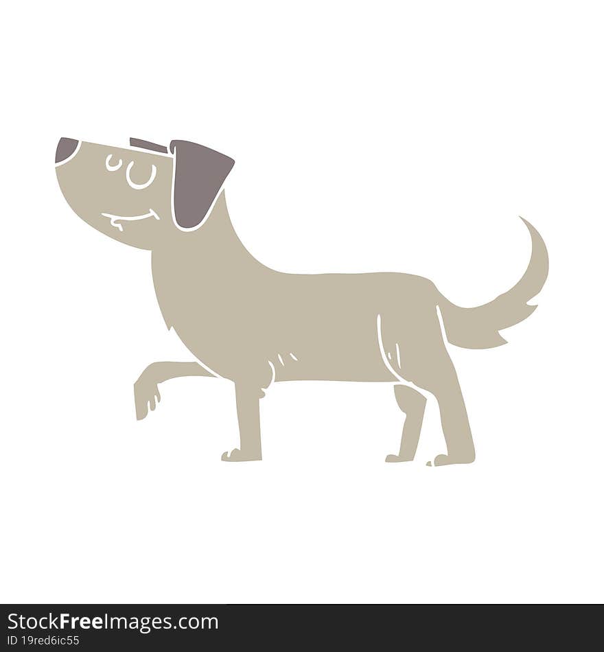 Flat Color Illustration Of A Cartoon Dog