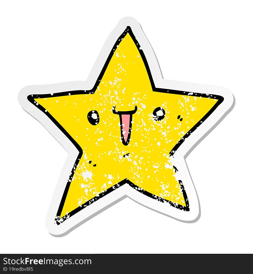 distressed sticker of a cute cartoon star