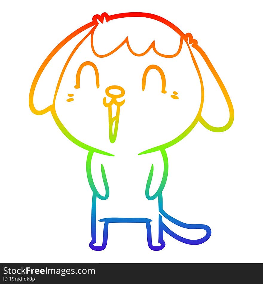 rainbow gradient line drawing of a cute cartoon dog