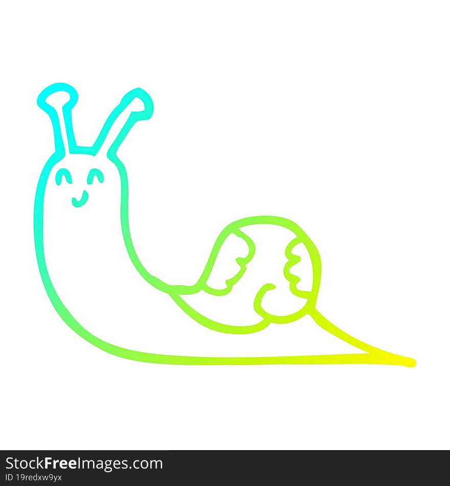 cold gradient line drawing cute cartoon snail