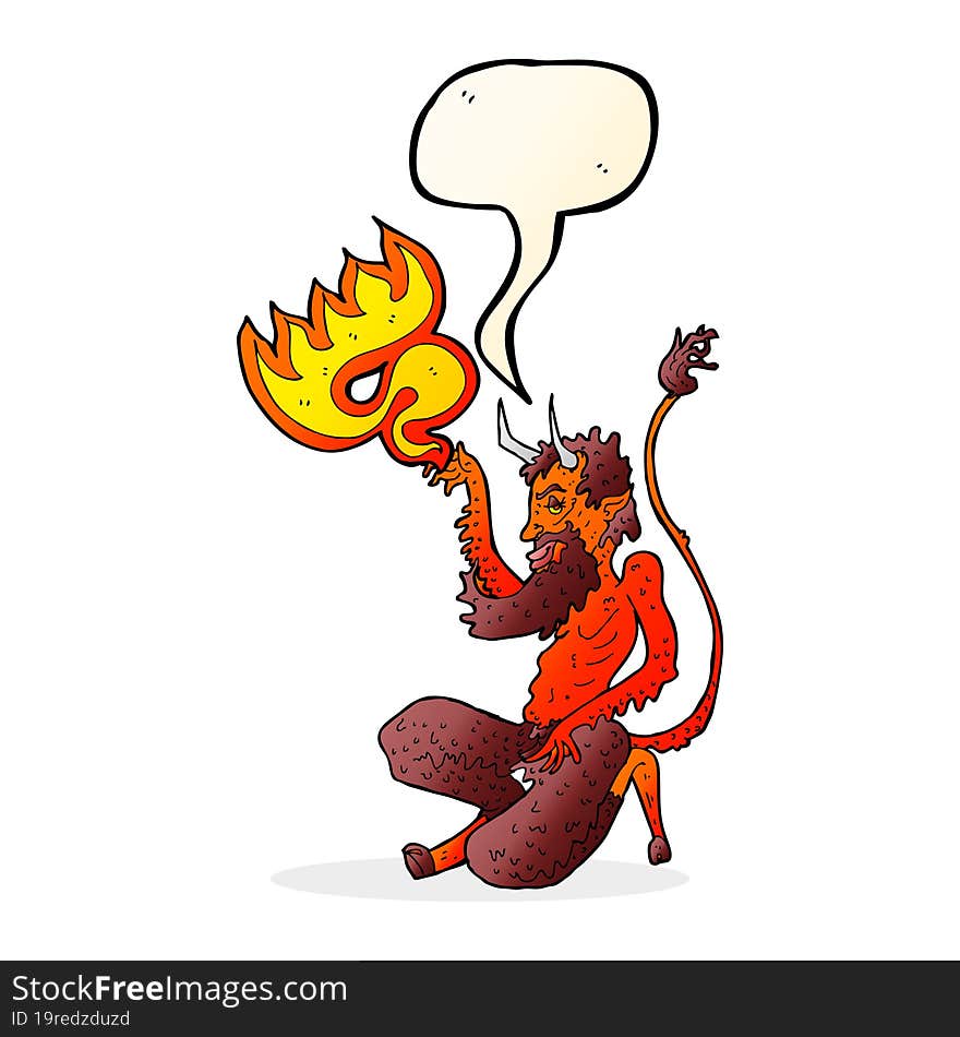 cartoon traditional devil with speech bubble