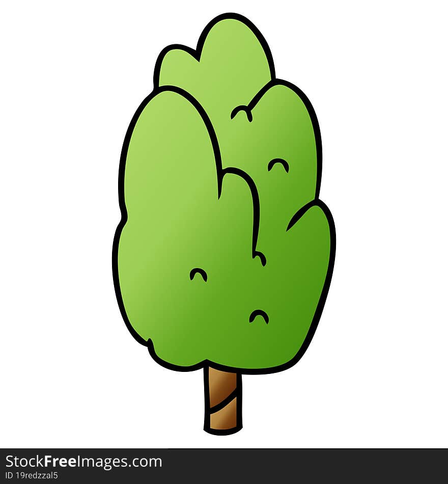 hand drawn gradient cartoon doodle single green tree