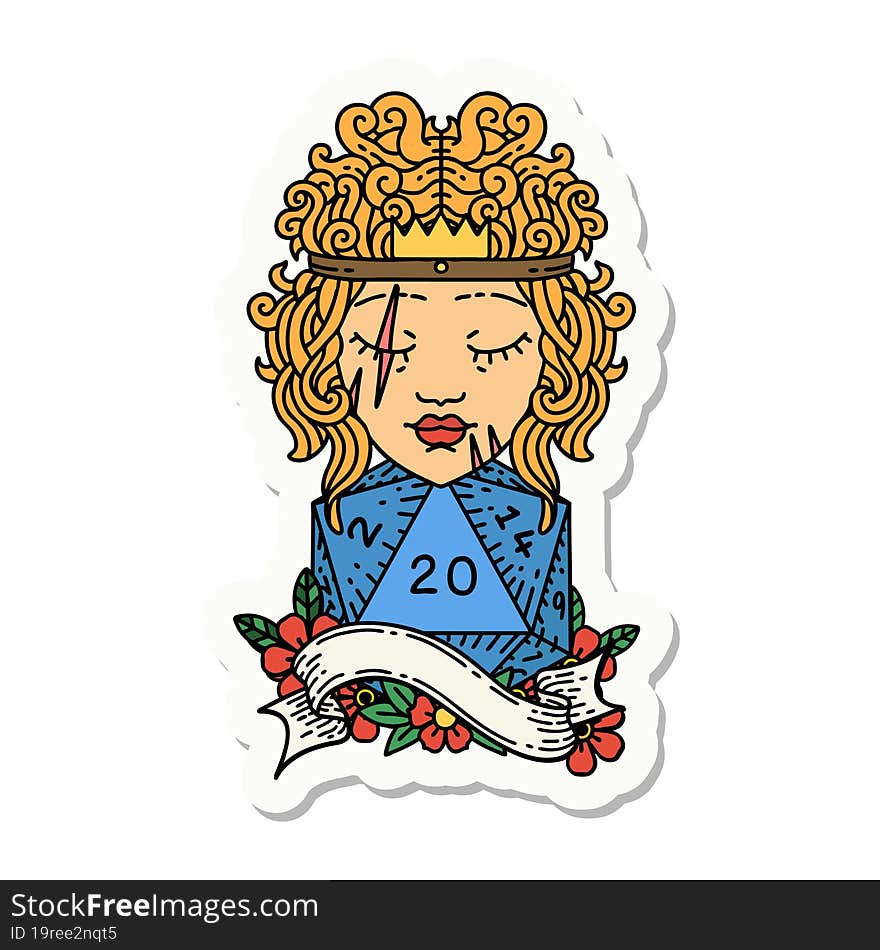 human barbarian with natural twenty dice roll sticker