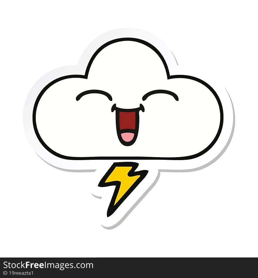 sticker of a cute cartoon thunder cloud