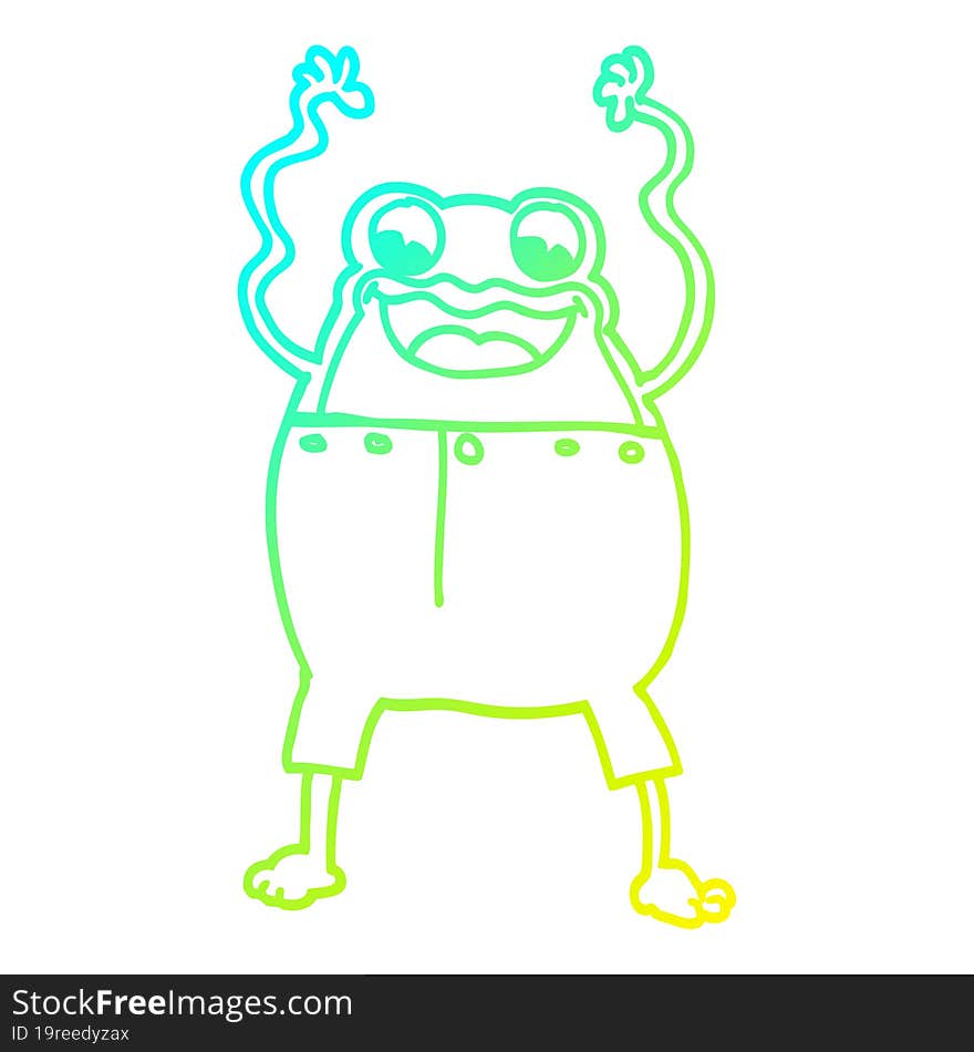 cold gradient line drawing cartoon frog