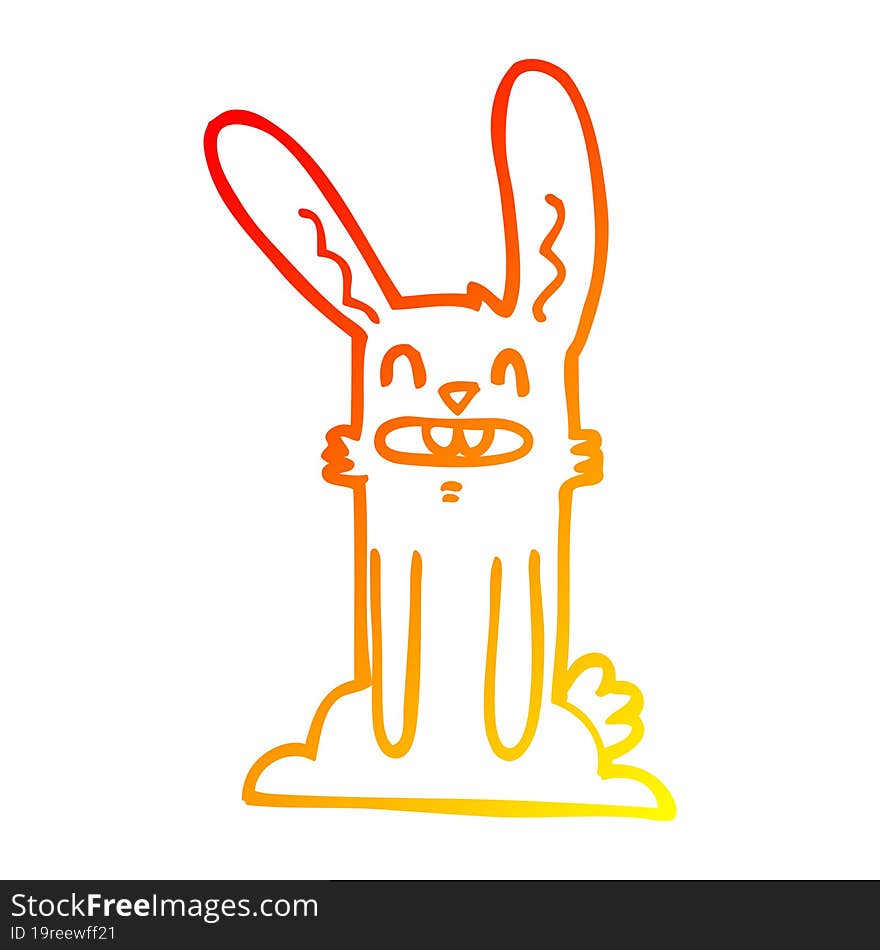 warm gradient line drawing of a cartoon rabbit