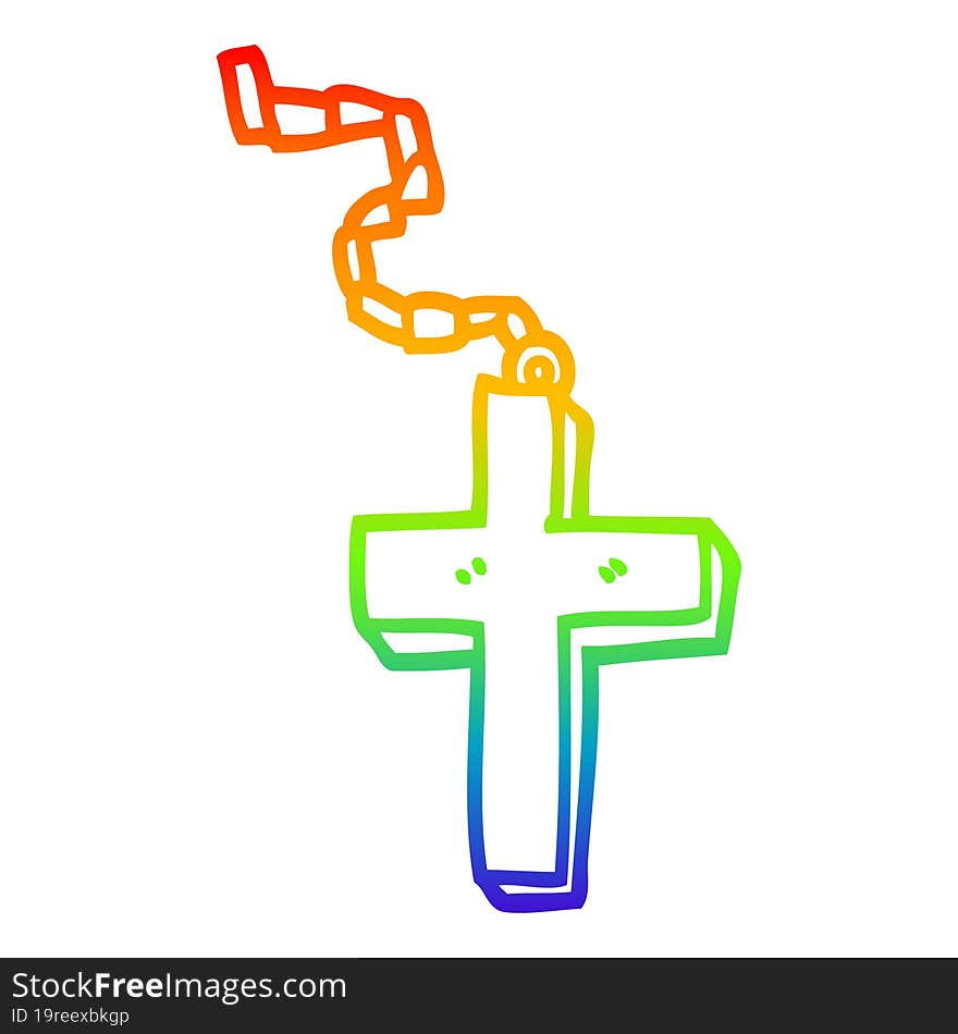 rainbow gradient line drawing cartoon metal cross