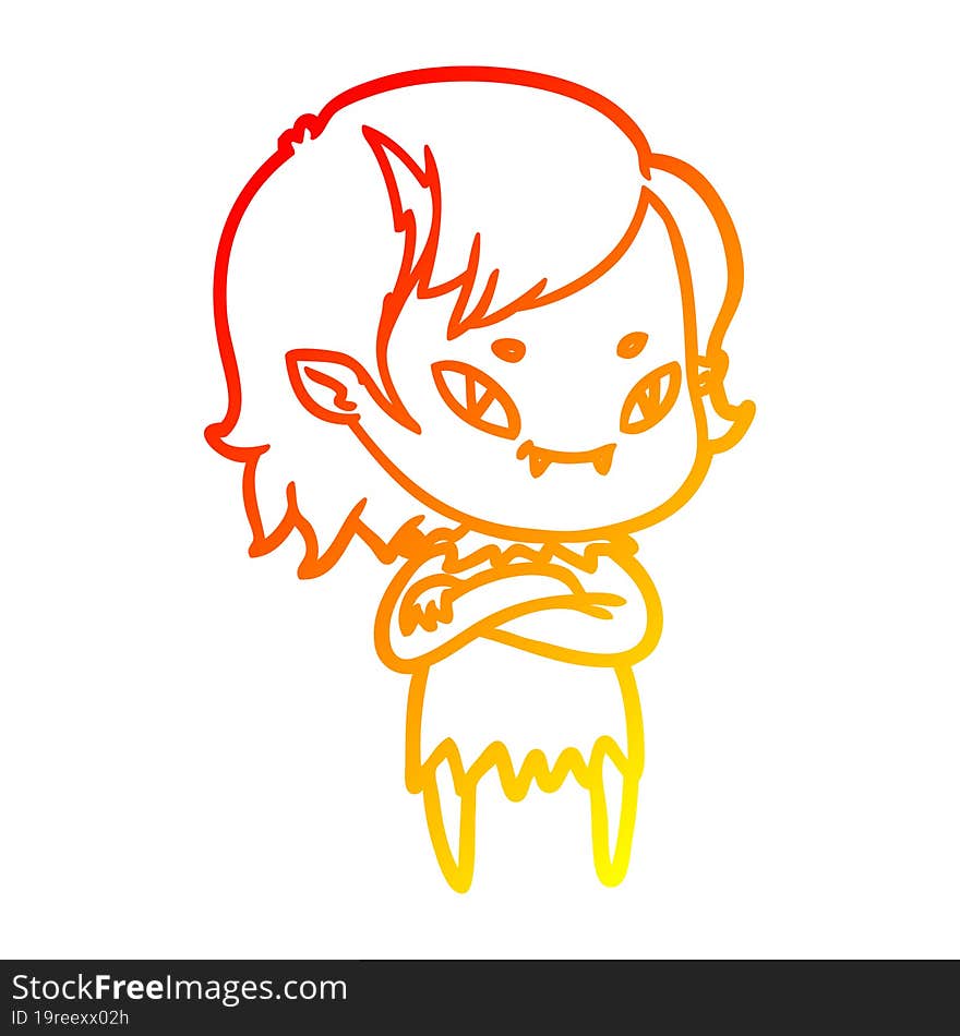 Warm Gradient Line Drawing Cartoon Friendly Vampire Girl