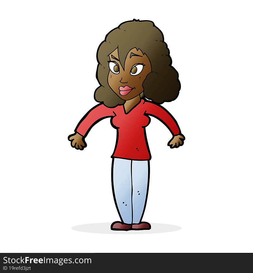 cartoon woman shrugging shoulders