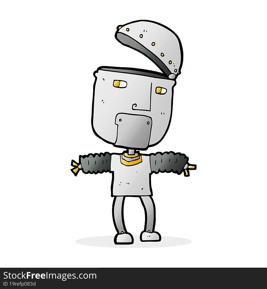 Funny Cartoon Robot With Open Head