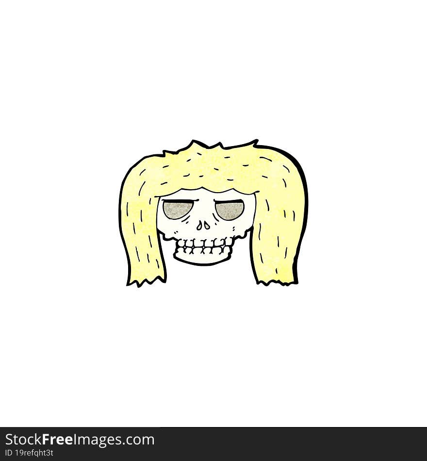 cartoon skull with long hair