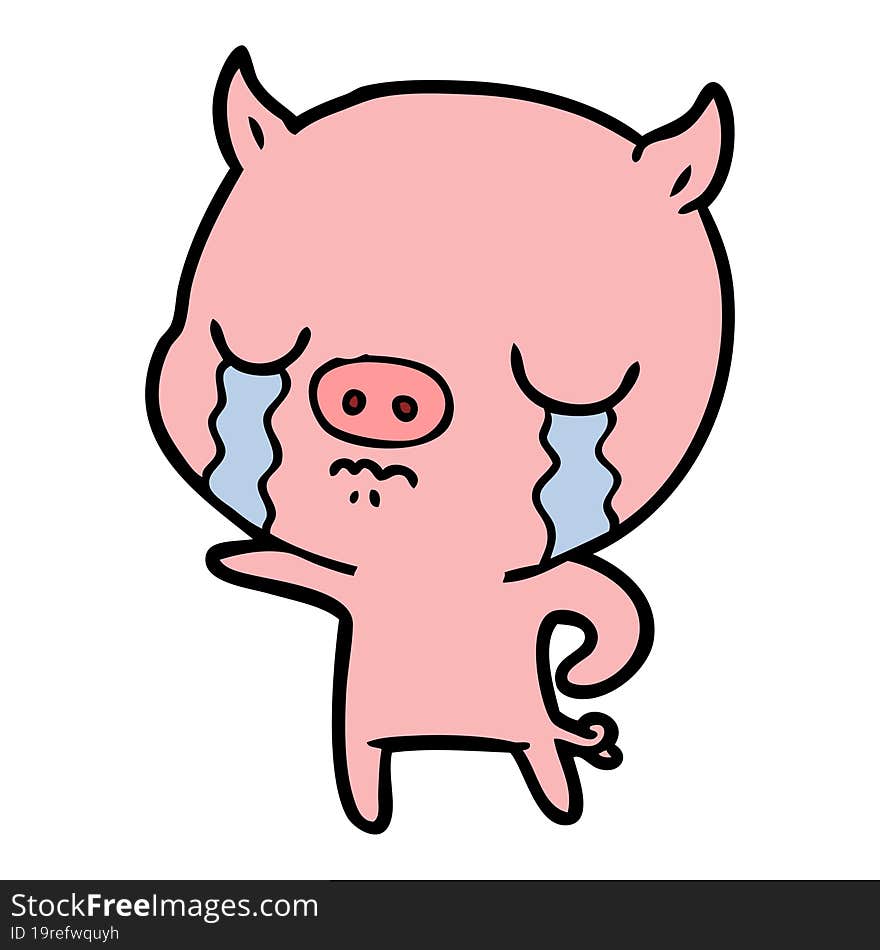 cartoon pig crying. cartoon pig crying