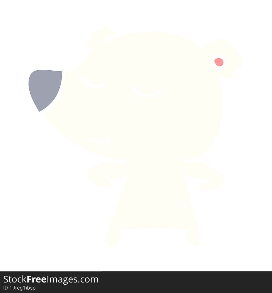 happy flat color style cartoon polar bear