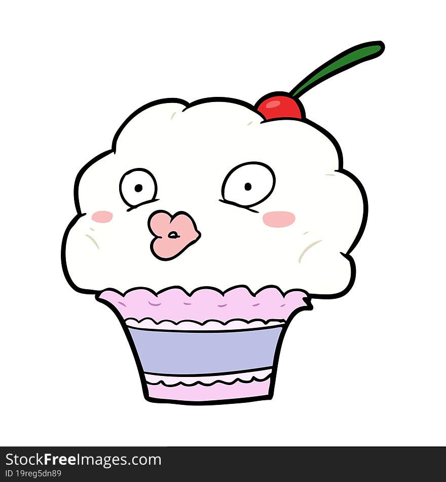 funny cartoon cupcake. funny cartoon cupcake