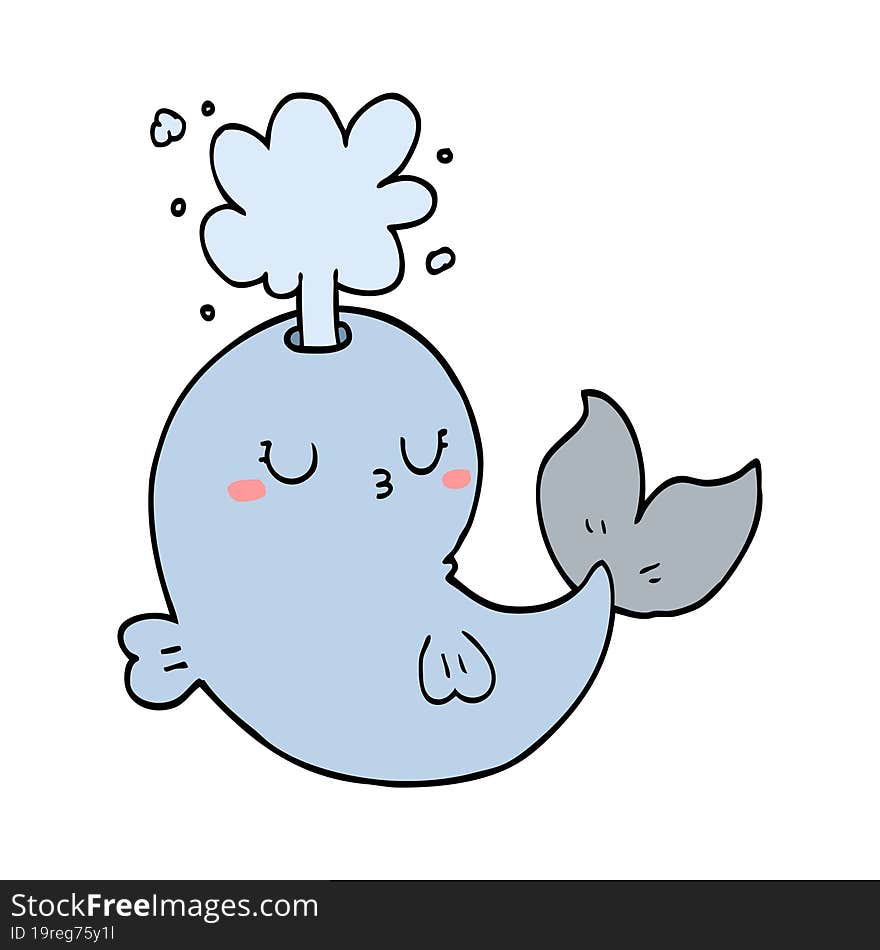 Cartoon Whale Spouting Water