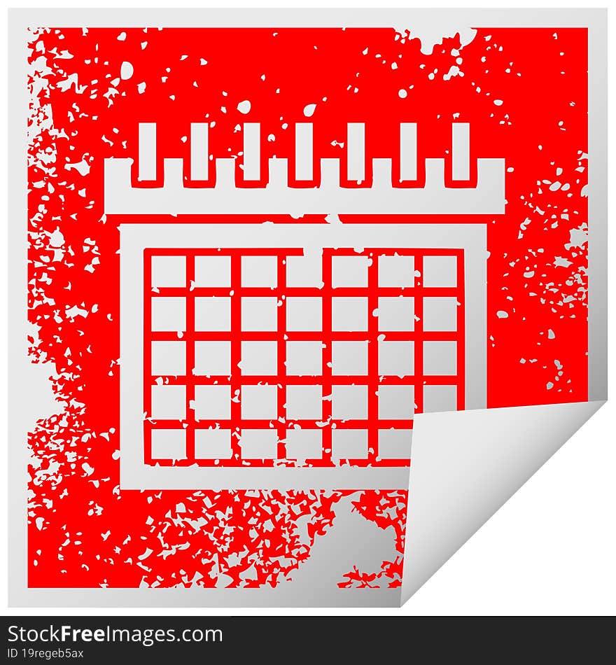 Distressed Square Peeling Sticker Symbol Work Calendar