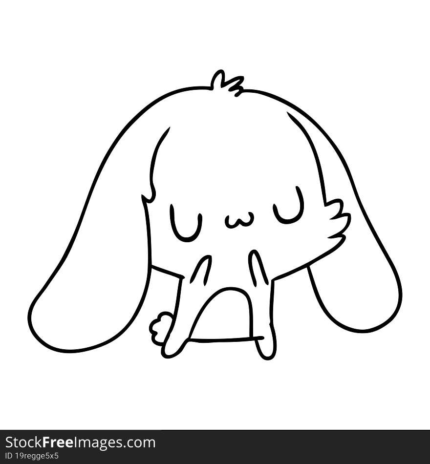 line drawing illustration kawaii cute furry bunny. line drawing illustration kawaii cute furry bunny