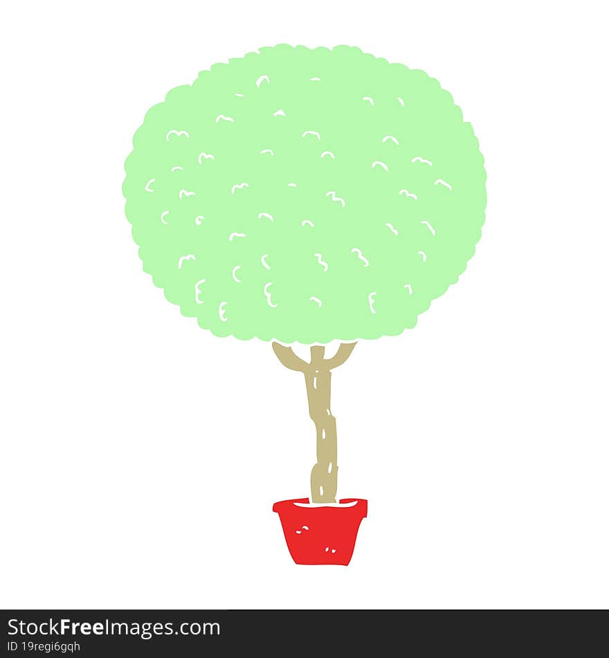 flat color illustration of a cartoon tree