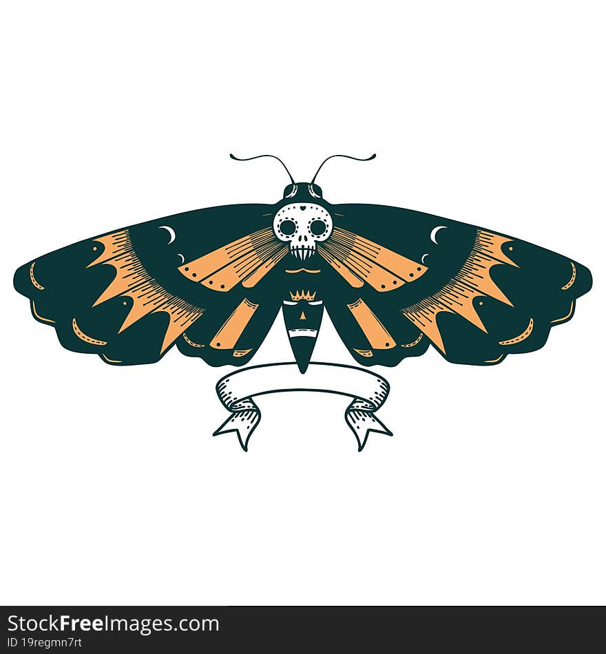 tattoo with banner of a deaths head moth