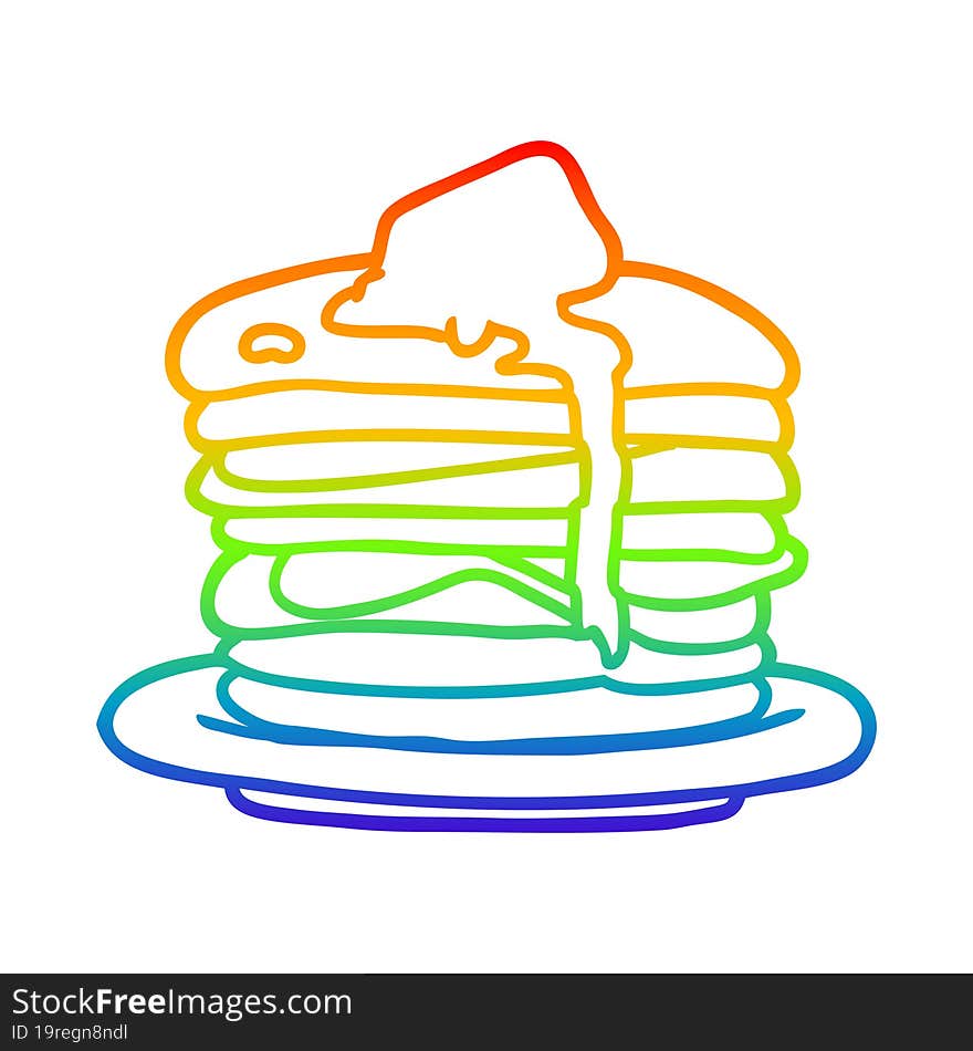 rainbow gradient line drawing stack of pancakes