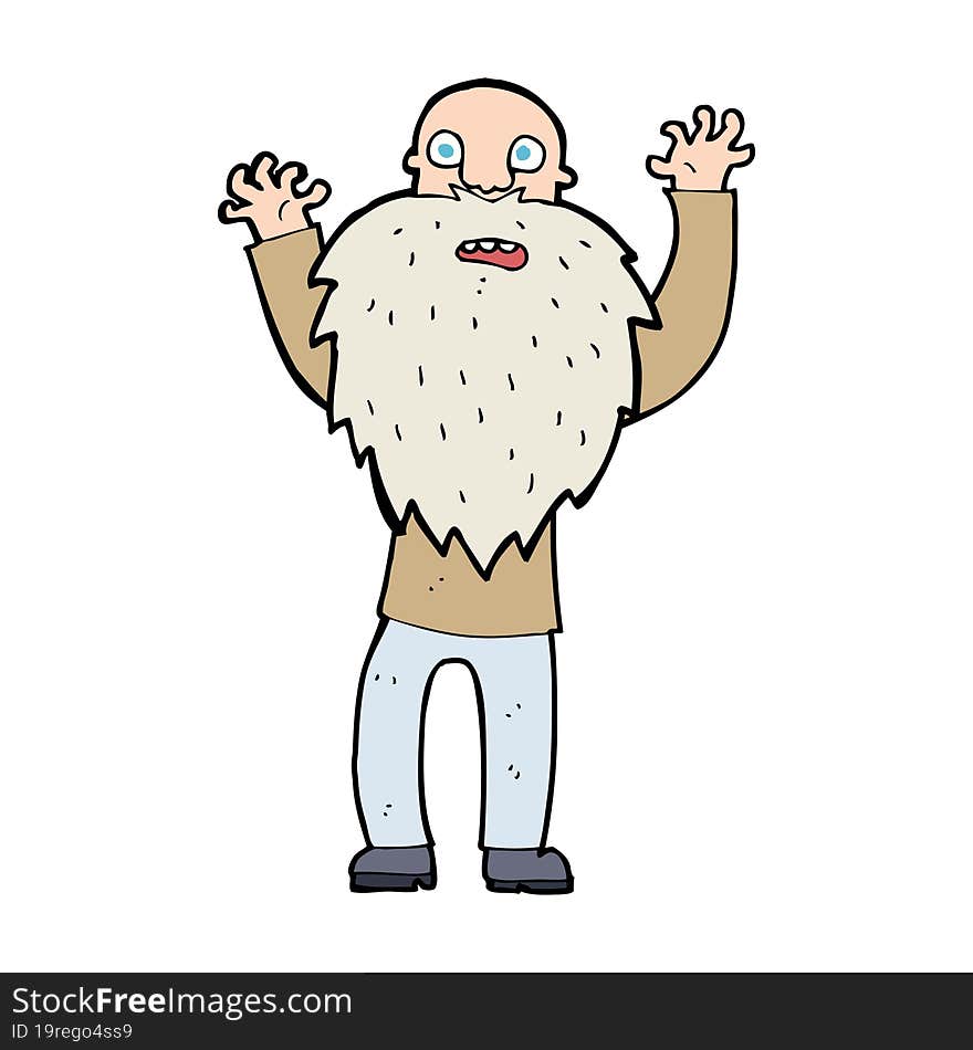 cartoon frightened old man with beard