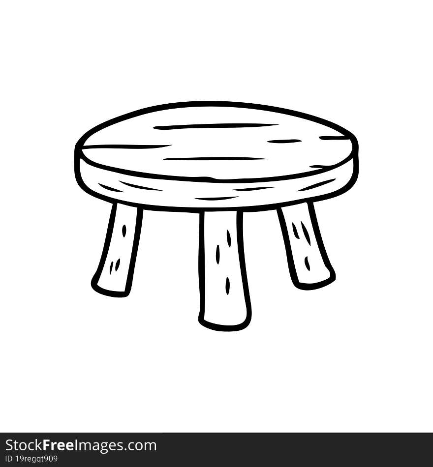 line drawing of a small wooden stool. line drawing of a small wooden stool