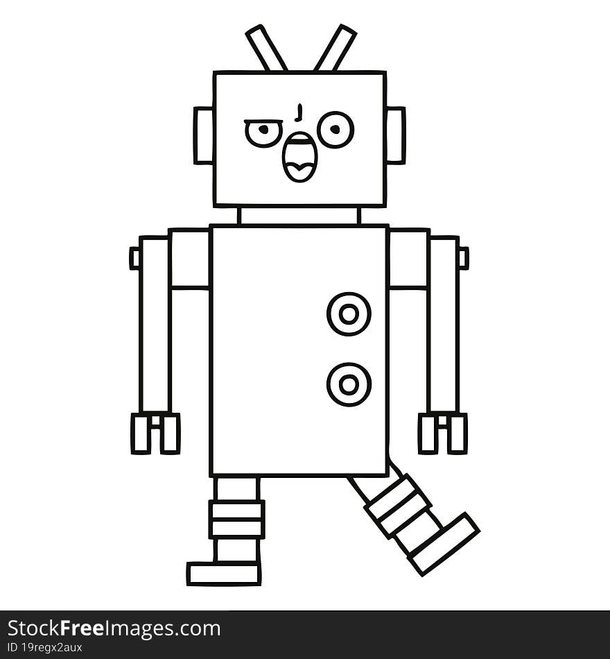 Line Drawing Cartoon Robot