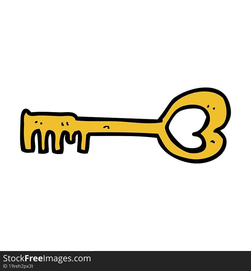 cartoon heart shaped key