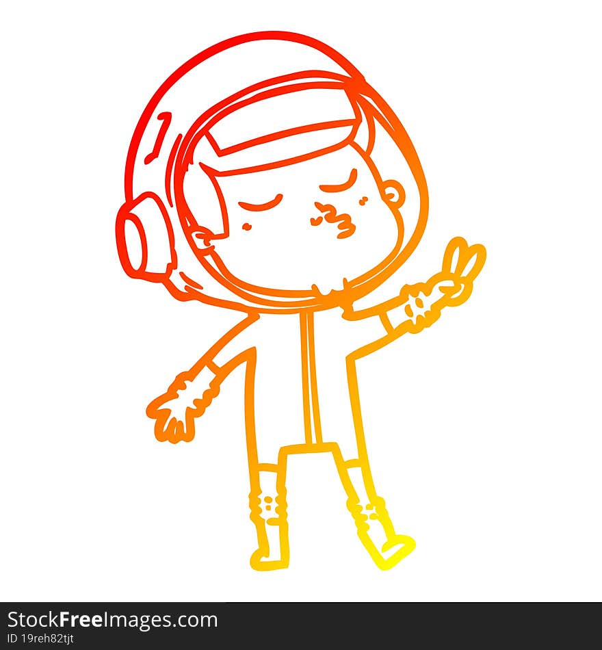 warm gradient line drawing cartoon confident astronaut