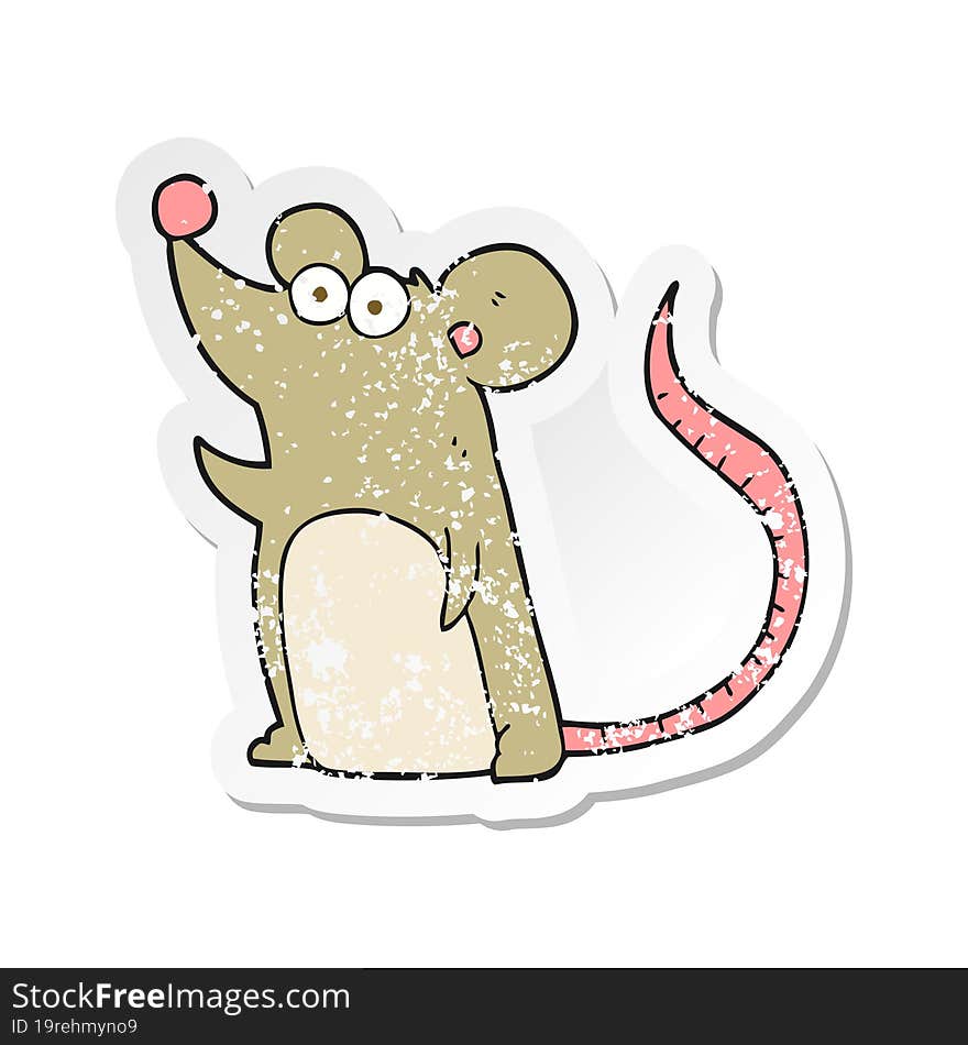 retro distressed sticker of a cartoon mouse