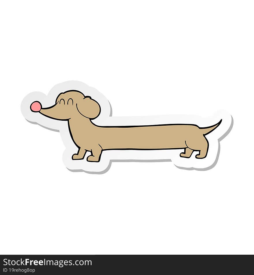 sticker of a cartoon dachshund