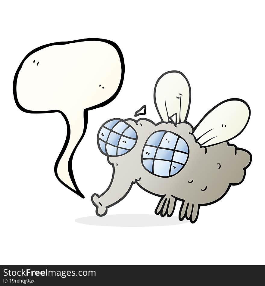 freehand drawn speech bubble cartoon fly