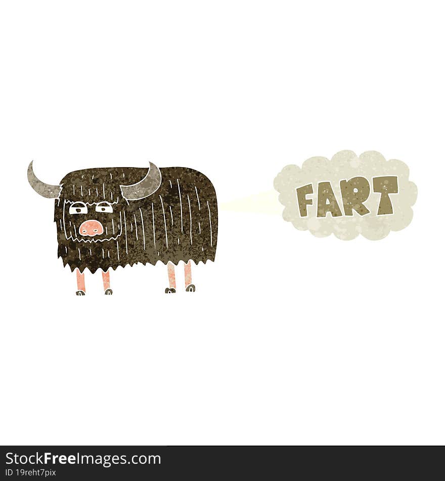 retro cartoon hairy cow farting