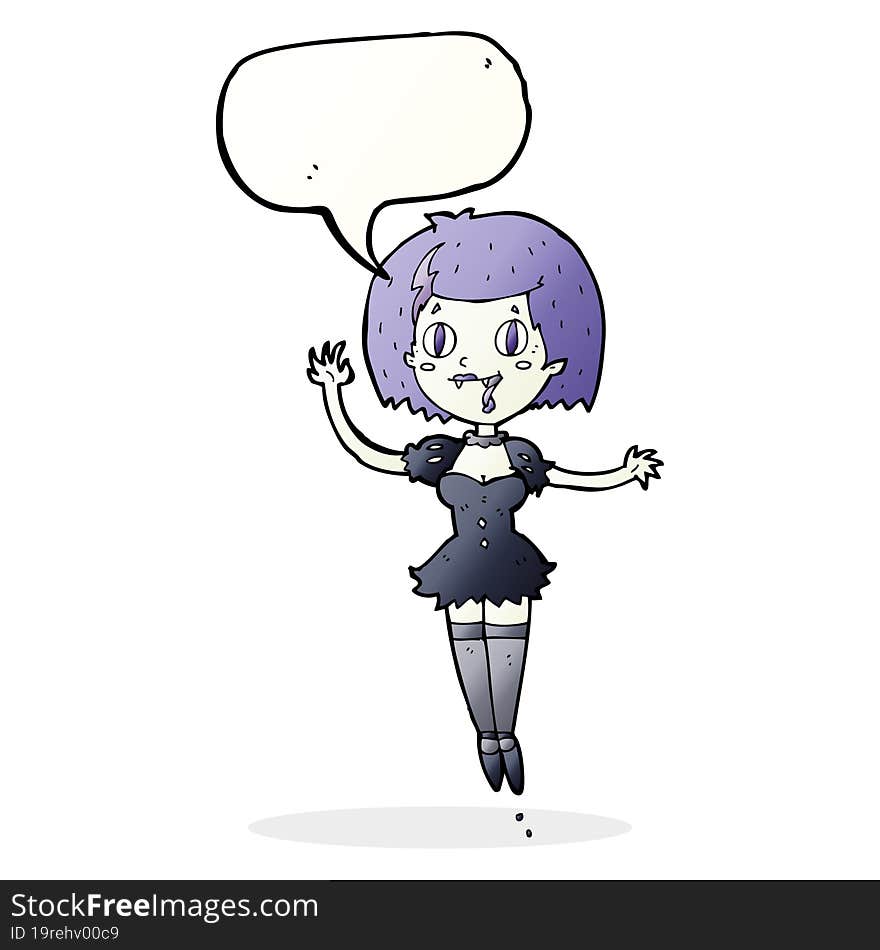 Cartoon Happy Vampire Girl With Speech Bubble