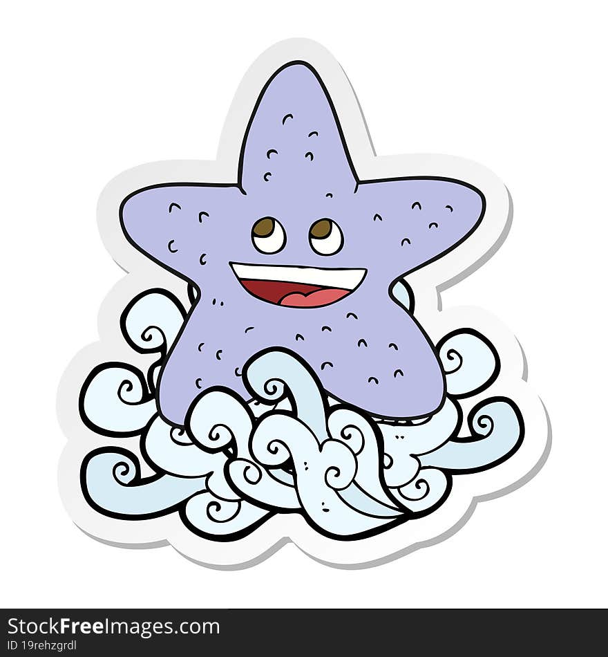 Sticker Of A Cartoon Starfish