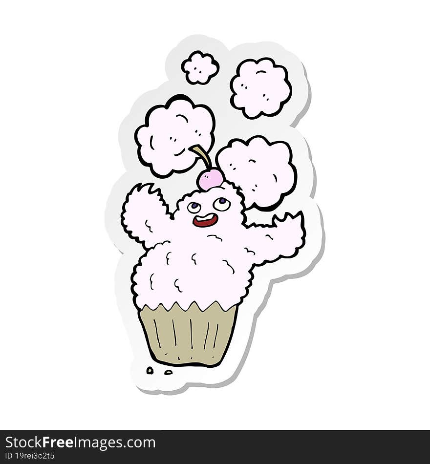 Sticker Of A Cartoon Cupcake Monster