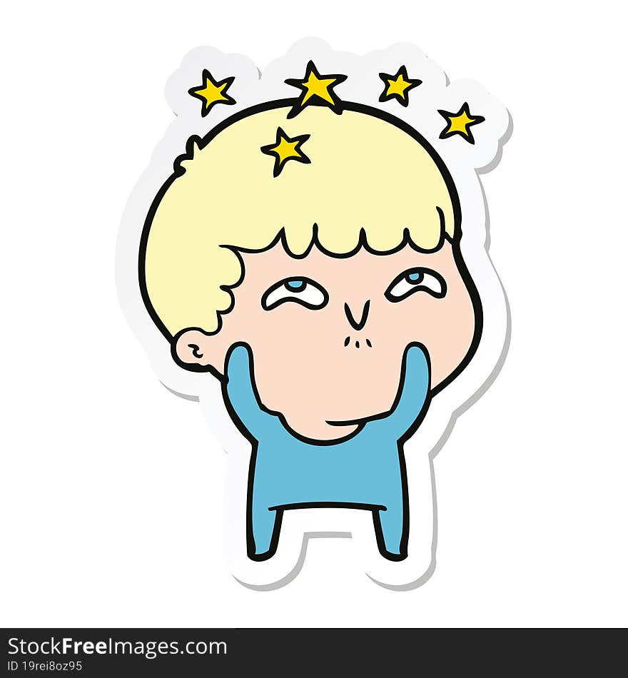 Sticker Of A Cartoon Amazed Boy