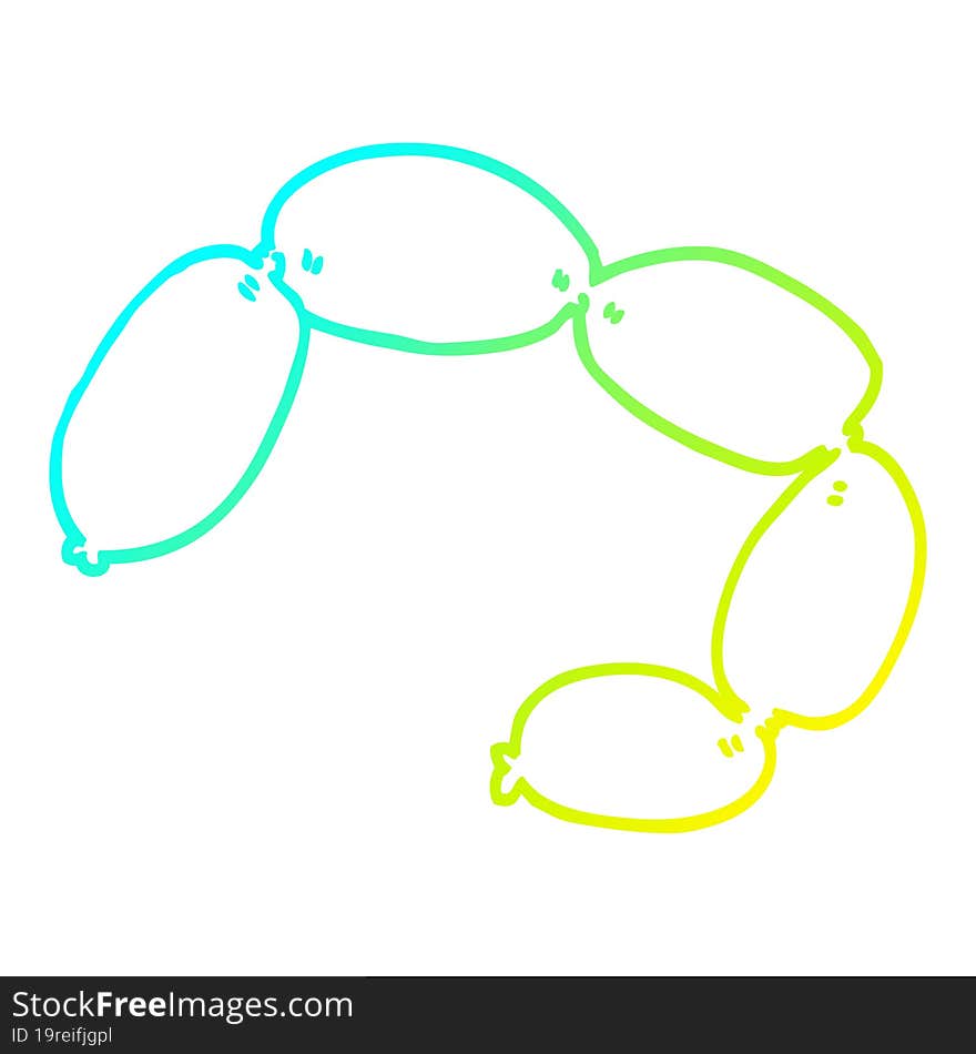 cold gradient line drawing cartoon string of sausages