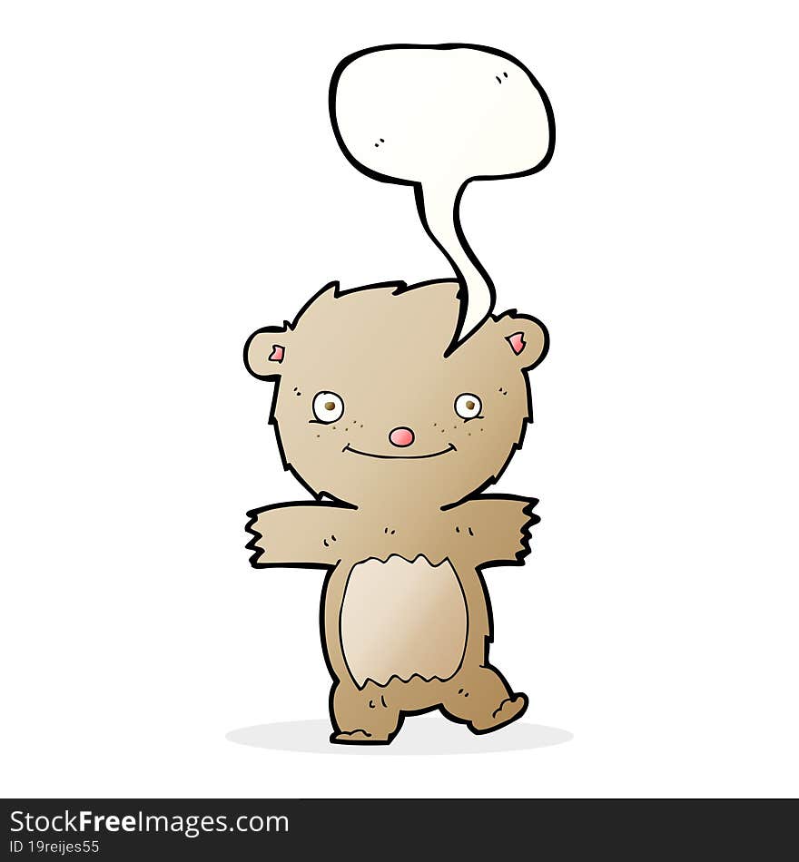 cartoon teddy bear with speech bubble