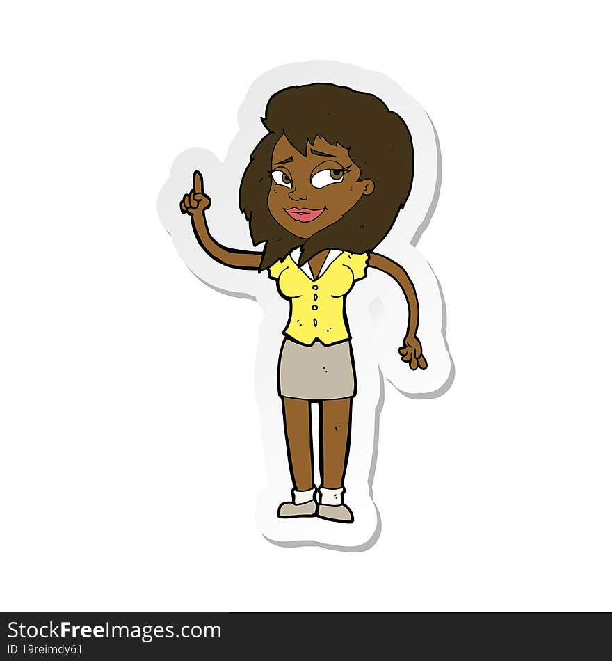 sticker of a cartoon pretty woman with idea